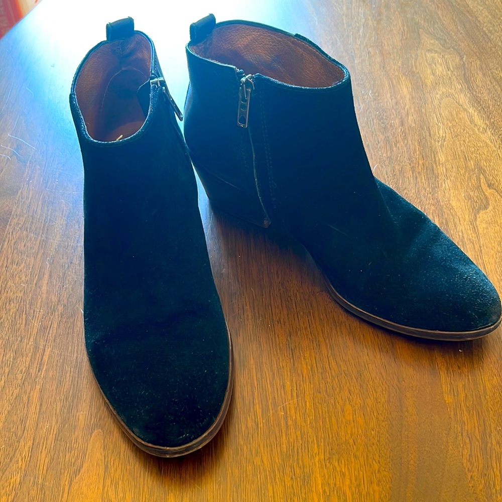 Madewell Black Suede and Leather Ankle Boots Size 7